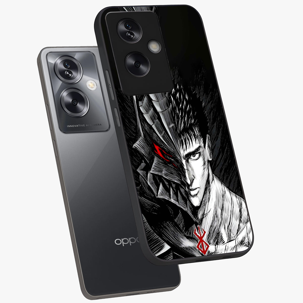 Berserker Blood Oath Glass Case displayed in angled mockup highlighting dark fantasy graphic design and powerful theme.