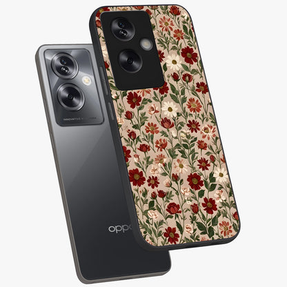 Biege Flower With Leaf Glass Case displayed in angled mockup highlighting minimal floral leaf design and elegant aesthetic.