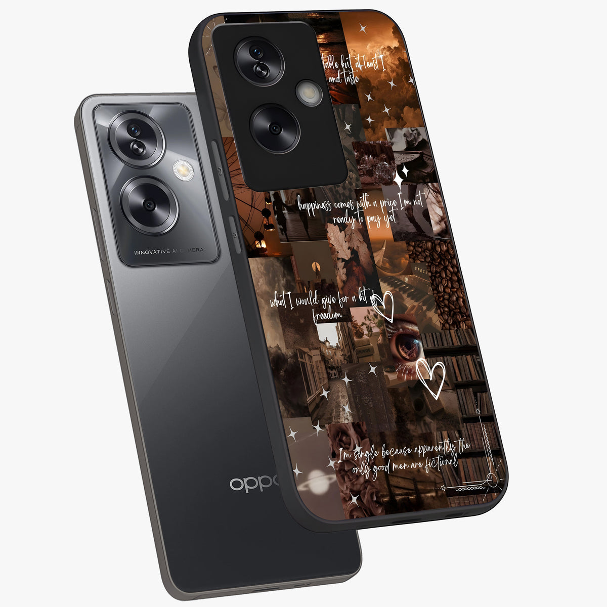 Bittersweet Aesthetic Chaos Glass Case displayed in angled mockup highlighting expressive abstract artwork and edgy aesthetic theme.
