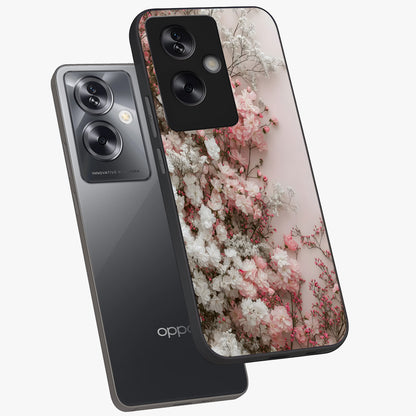 Blush Blossom Cloud Glass Case displayed in angled mockup highlighting soft cloud and blossom design with pastel aesthetic.