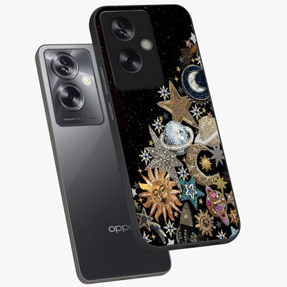 Cosmic Sparkle Dreams Glass Case displayed in angled mockup highlighting dreamy star sparkle design with celestial aesthetic.