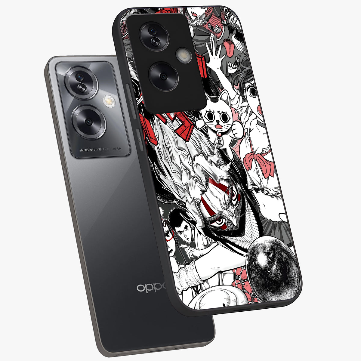 Crimson Chaos Panel Glass Case displayed in angled mockup highlighting chaotic panel style design with modern graphic theme.
