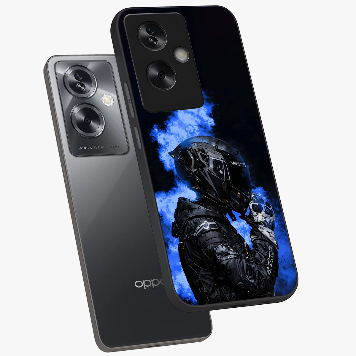 Cyber Sentinel Protocol Glass Case displayed in angled mockup highlighting digital cyber design with sci-fi aesthetic style.