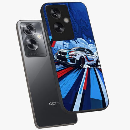 Drift Power Rush Glass Case displayed in angled mockup highlighting powerful drift car design with sporty aesthetic style.