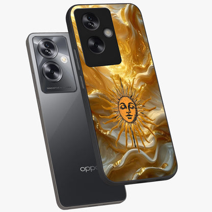 Eternal Golden Glow Glass Case displayed in angled mockup highlighting glowing golden aesthetic design with elegant style.
