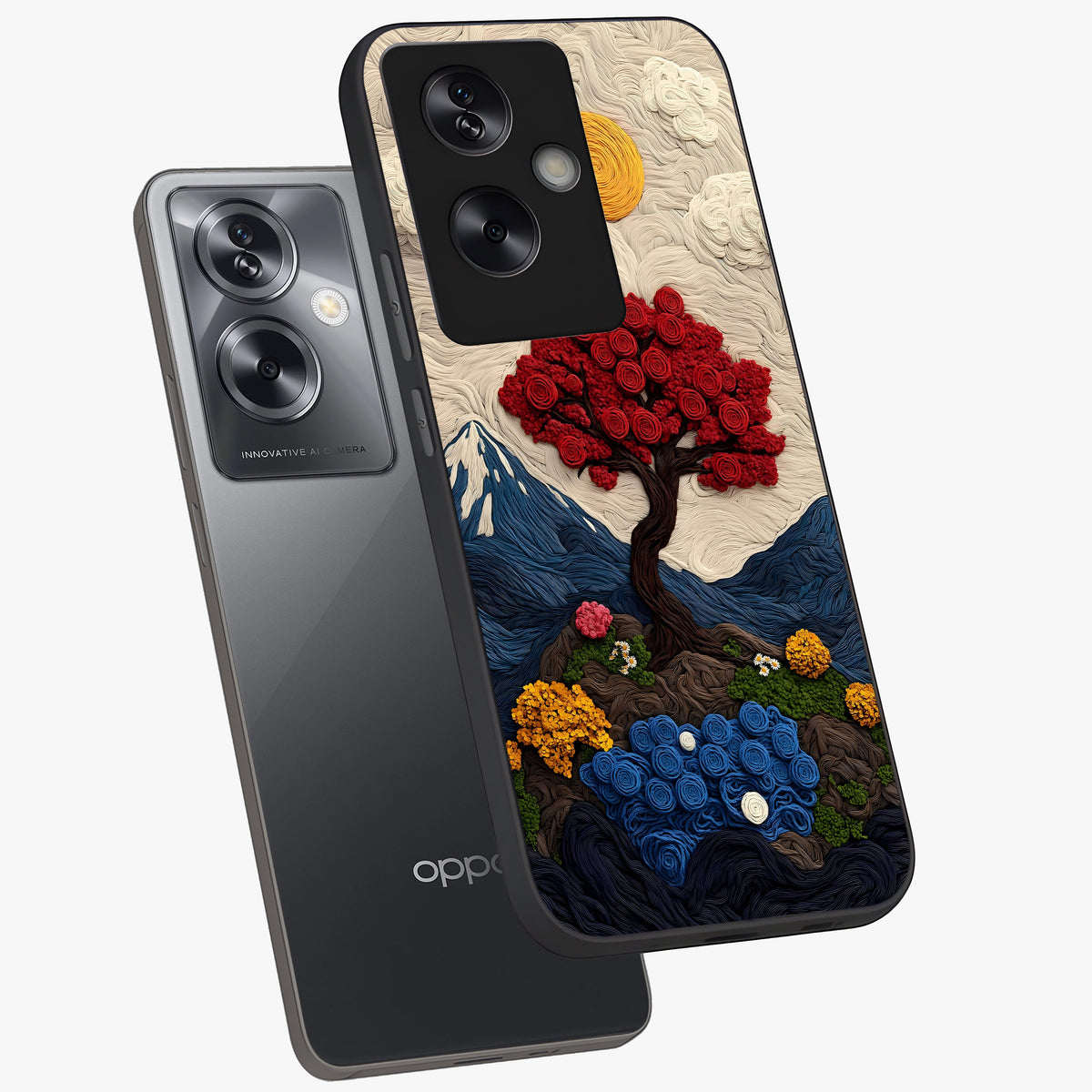 Eternal Nature Tapestry Glass Case displayed in angled mockup highlighting detailed botanical pattern with artistic aesthetic.
