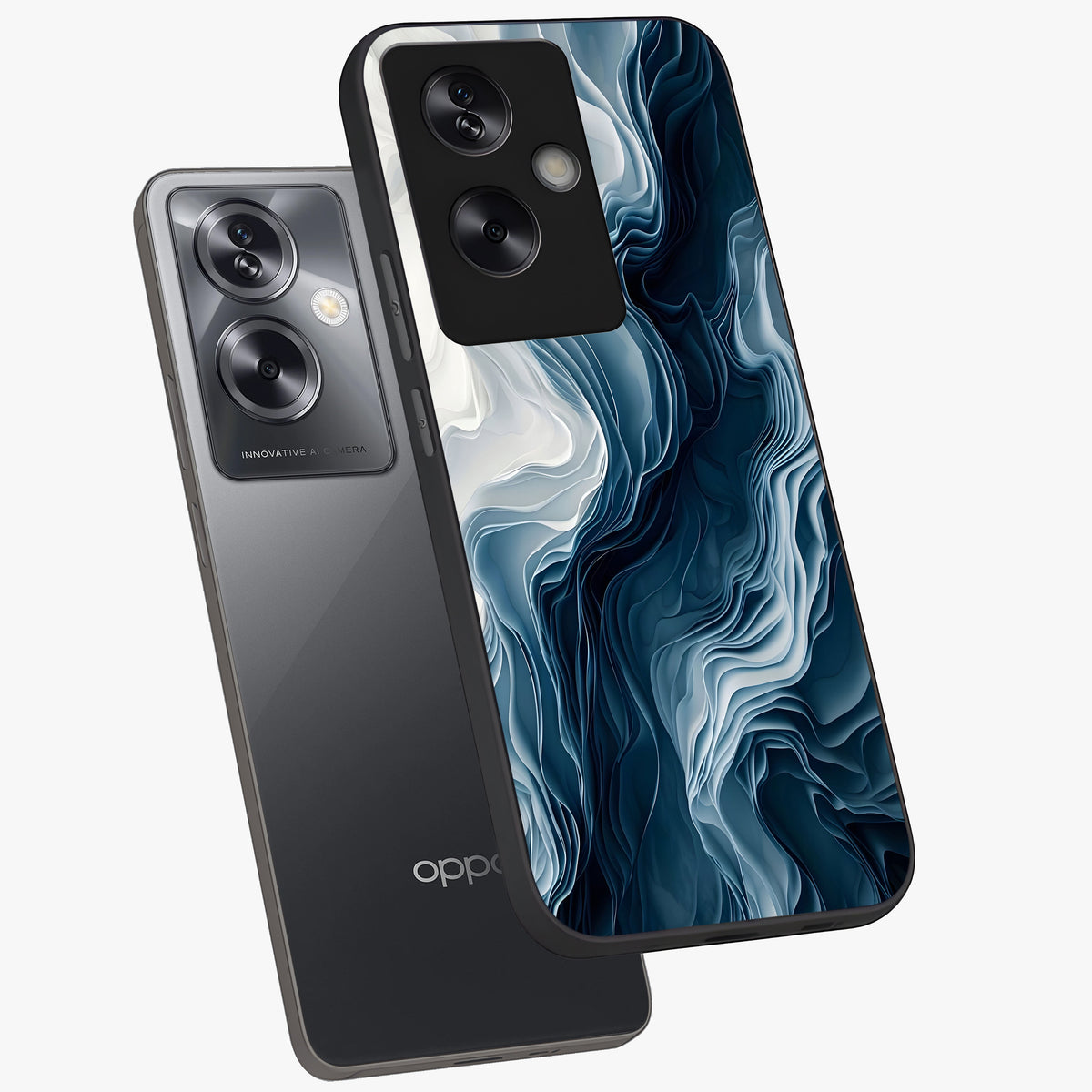 Ethereal Paper Marble Glass Case displayed in angled mockup highlighting elegant marble pattern with modern aesthetic style.