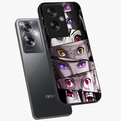 Eyes of Destiny Glass Case displayed in angled mockup highlighting bold eye illustration with mystical aesthetic style.
