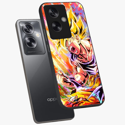 Firing Goku Glass Case displayed in angled mockup highlighting dynamic anime character design with action aesthetic.
