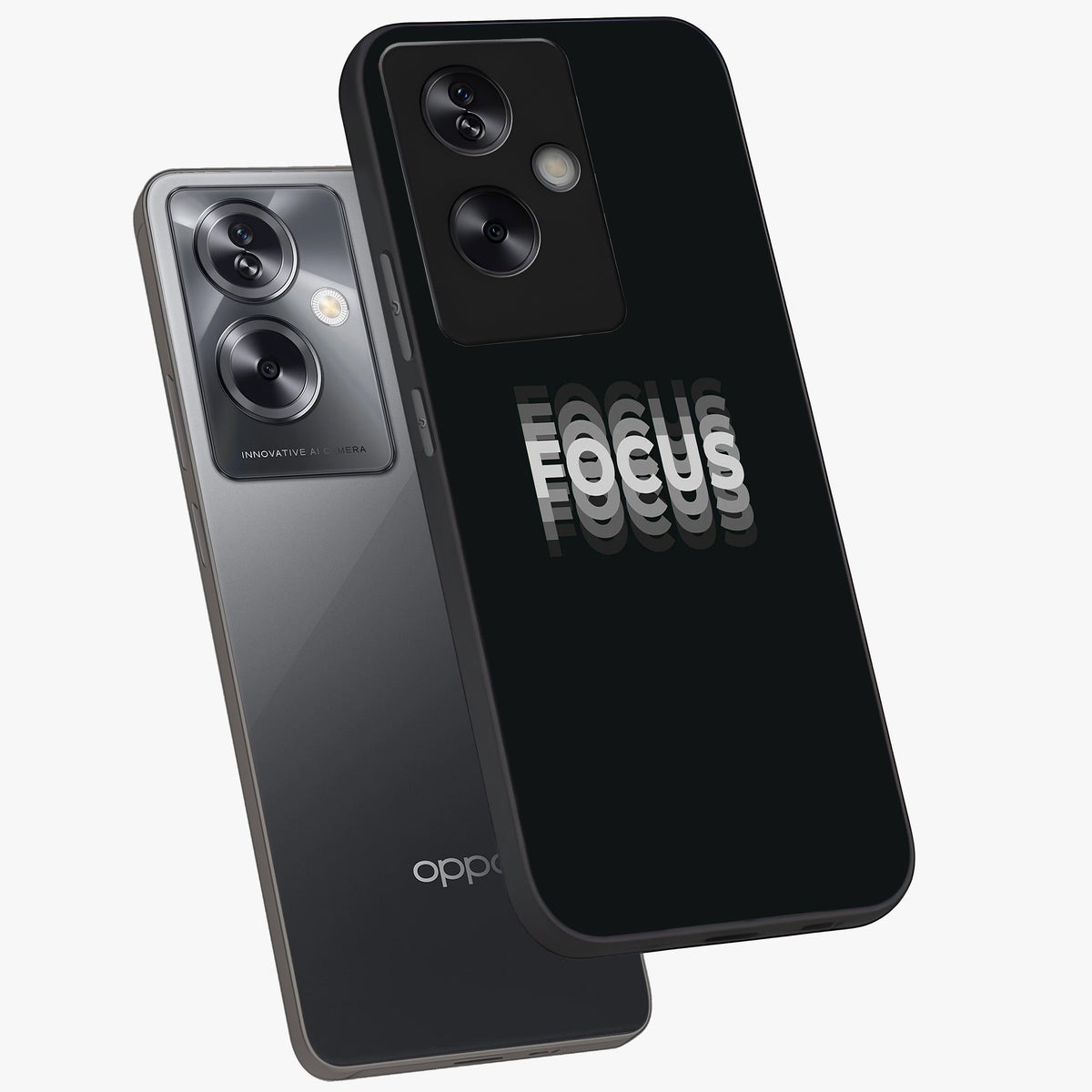 Focus Mode On Glass Case displayed in angled mockup highlighting clean minimal text artwork with modern aesthetic style.