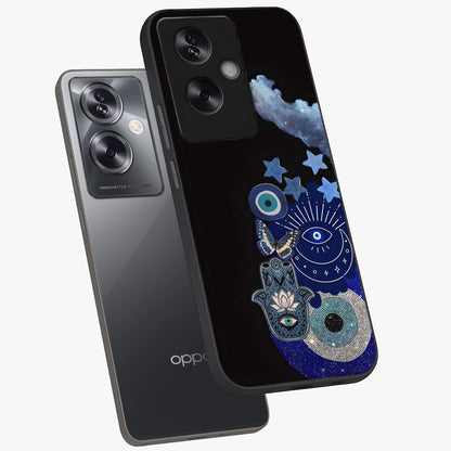 Galactic Charm Cluster Glass Case displayed in angled mockup highlighting luminous galaxy inspired design with dreamy aesthetic.
