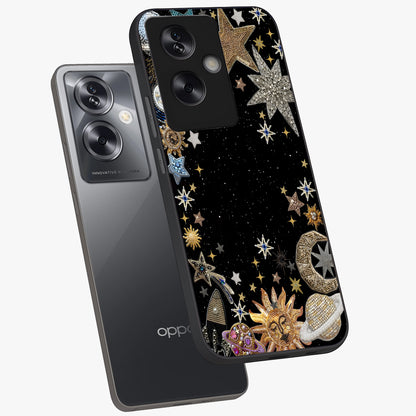 Galactic Jewel Stars Glass Case displayed in angled mockup highlighting shining celestial star design with cosmic aesthetic style.