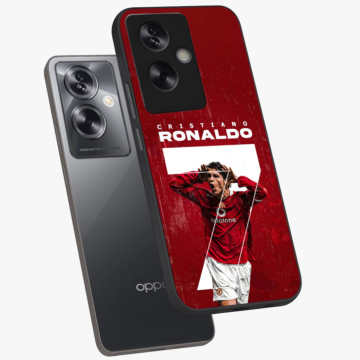 Goal Celebration Legacy Glass Case displayed in angled mockup highlighting energetic sports celebration design with bold athletic theme.