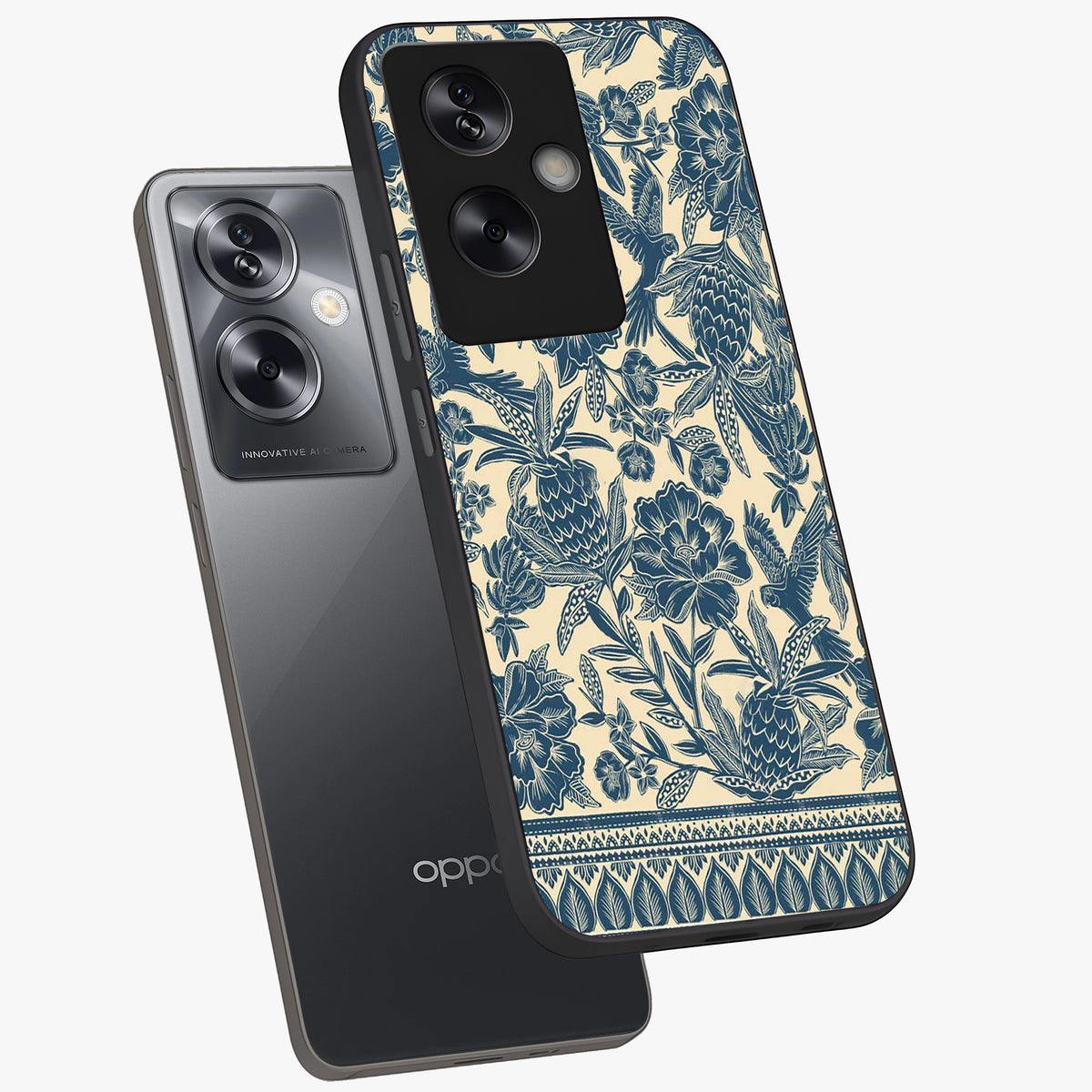 Heirloom Wild Bloom Glass Case displayed in angled mockup highlighting botanical bloom design with classic aesthetic style.