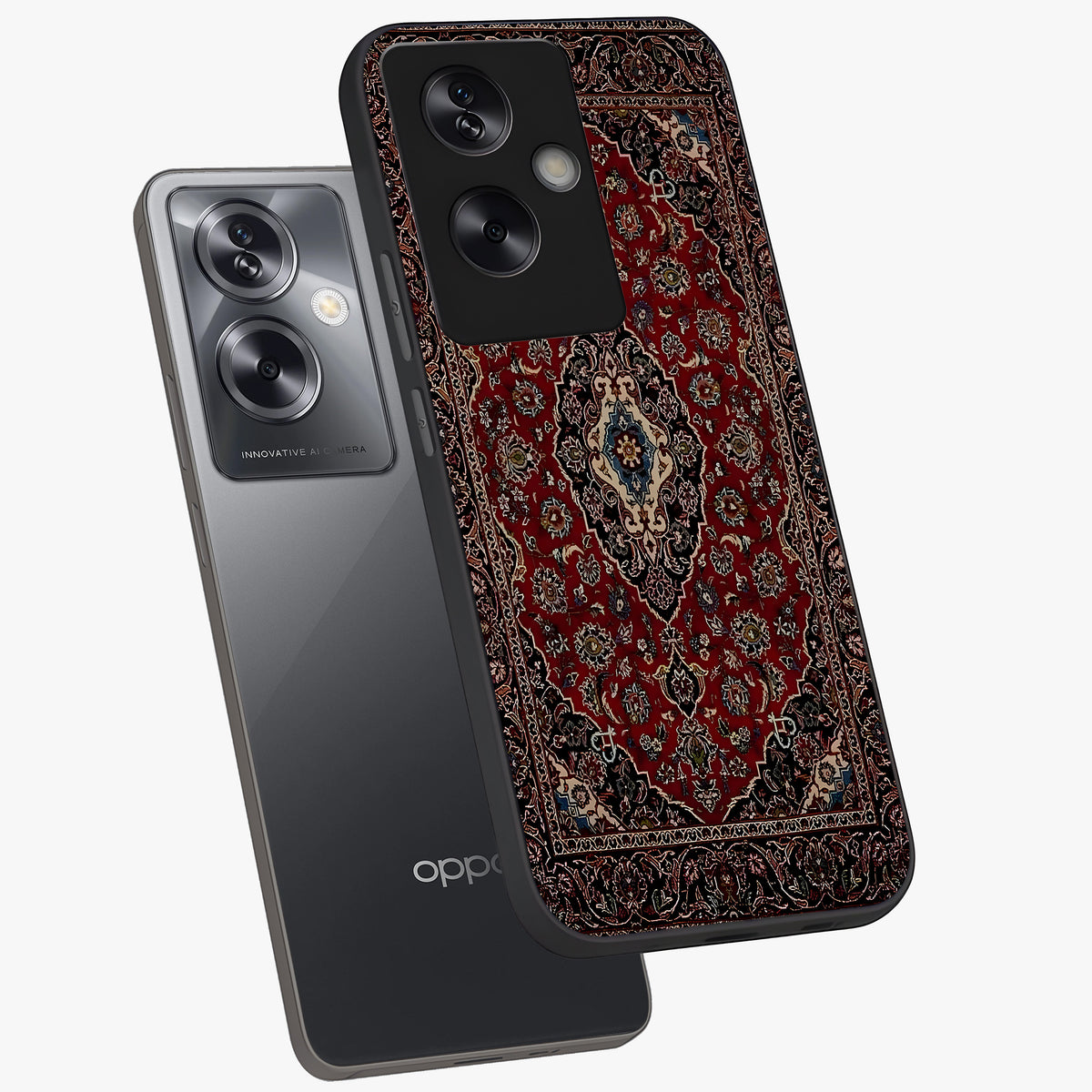 Heritage Carpet Royale Glass Case displayed in angled mockup highlighting intricate royal carpet design with heritage aesthetic.