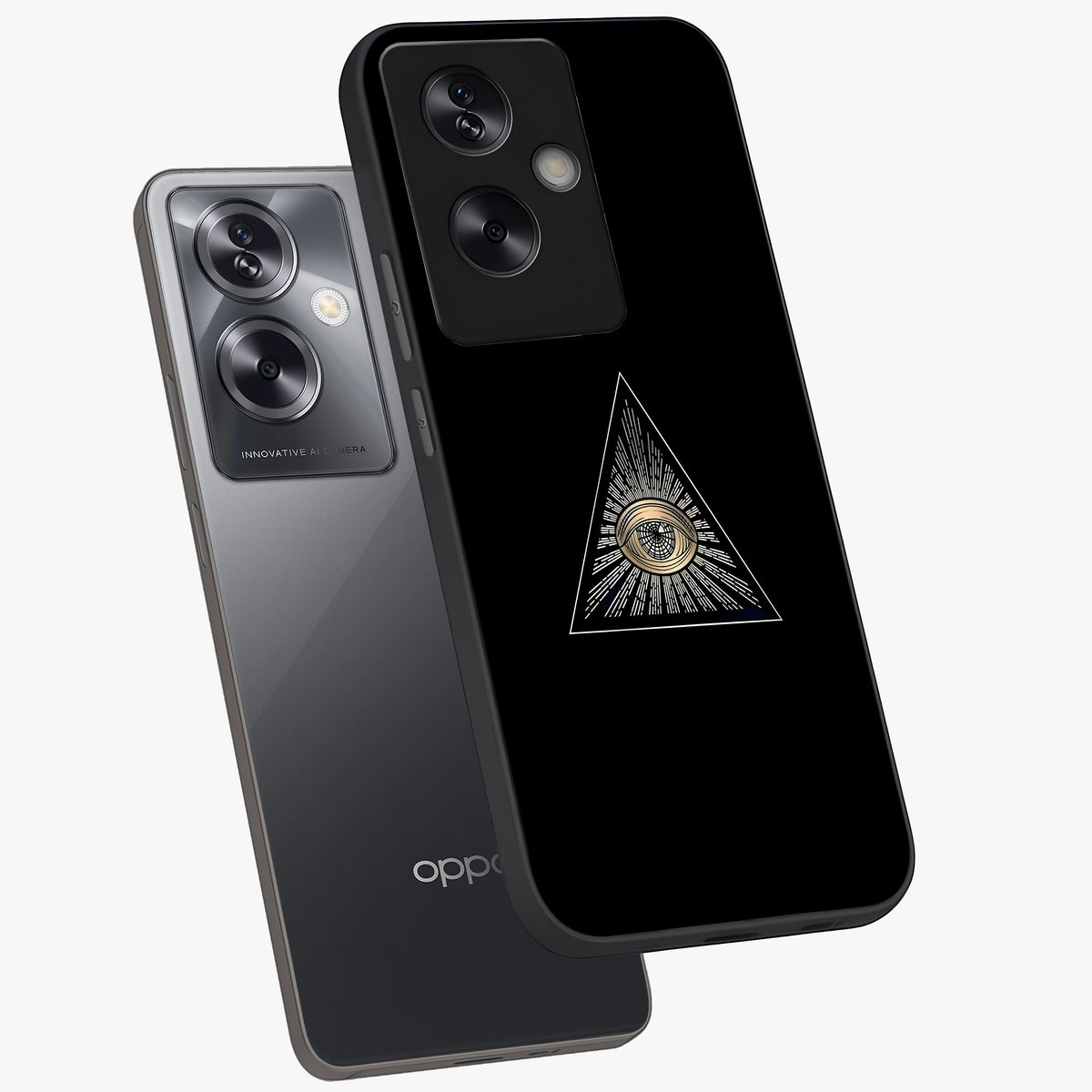 Illuminati Evil Glass Case displayed in angled mockup highlighting dark occult inspired design with bold aesthetic style.