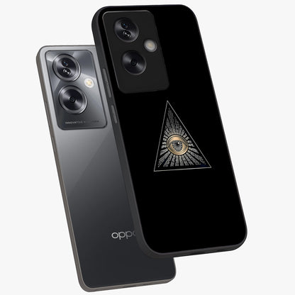 Illuminati Evil Glass Case displayed in angled mockup highlighting dark occult inspired design with bold aesthetic style.