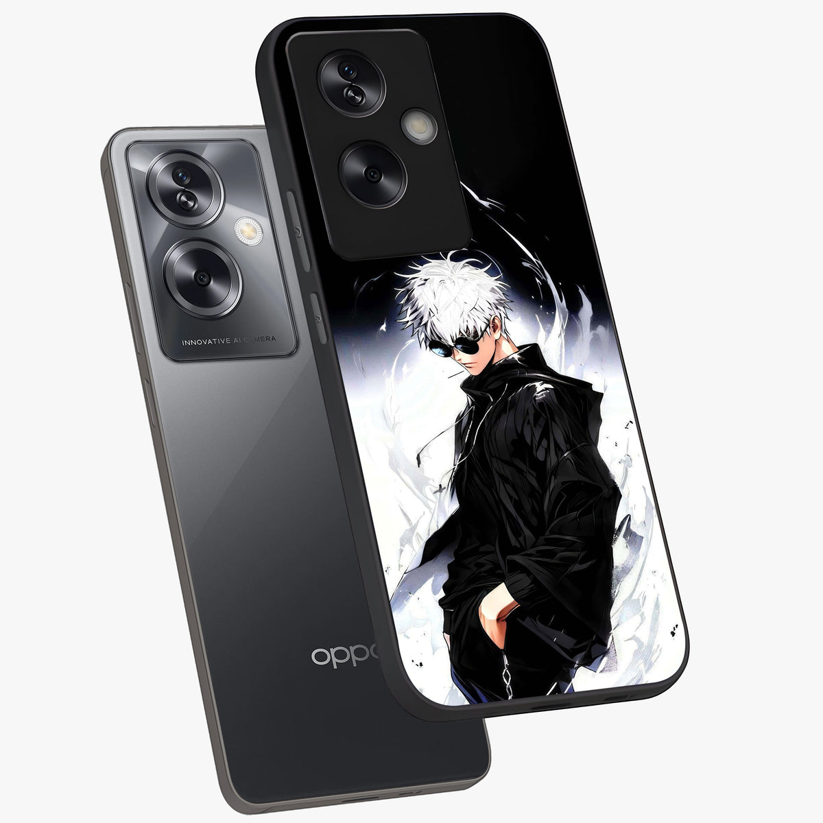 Limitless Shadow King Glass Case displayed in angled mockup highlighting dramatic dark hero design with intense aesthetic.