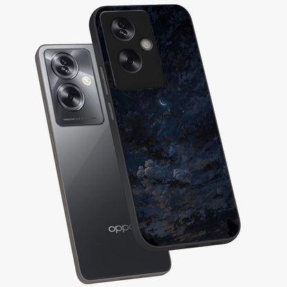 Lunar Veil Silence Glass Case displayed in angled mockup highlighting soft lunar design with peaceful celestial aesthetic.
