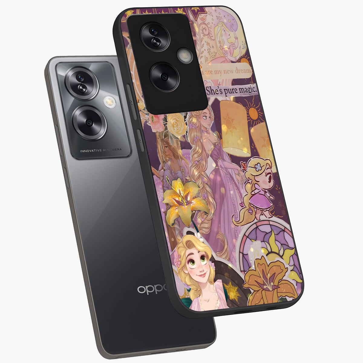 Magical Tangled Dream Glass Case displayed in angled mockup highlighting whimsical fantasy design with magical aesthetic.