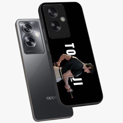 Midnight Blade Resolve Glass Case displayed in angled mockup highlighting powerful blade illustration with dramatic dark aesthetic.