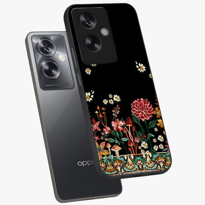 Midnight Bloom Pattern Glass Case displayed in angled mockup highlighting elegant flower design with midnight aesthetic style.