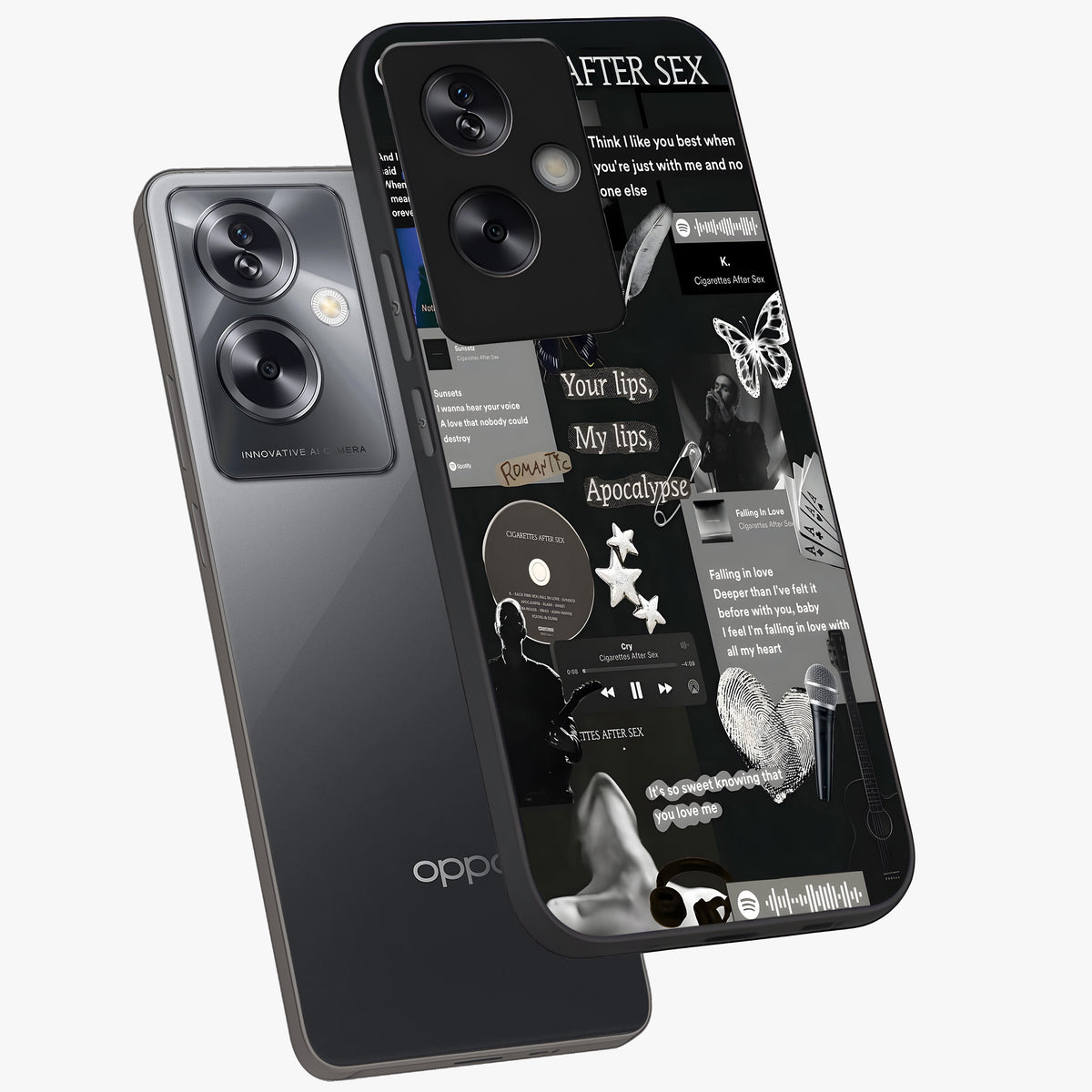 Midnight Love Echo Glass Case displayed in angled mockup highlighting elegant love inspired design with deep aesthetic style.
