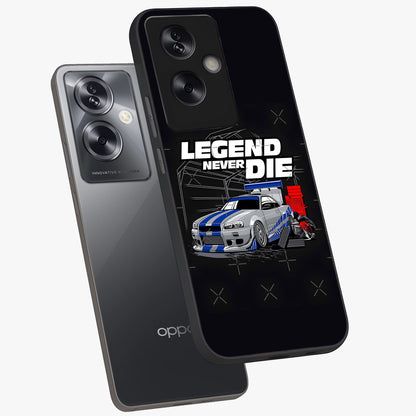 Midnight Racing Legacy Glass Case displayed in angled mockup highlighting dynamic automotive design with bold midnight aesthetic.