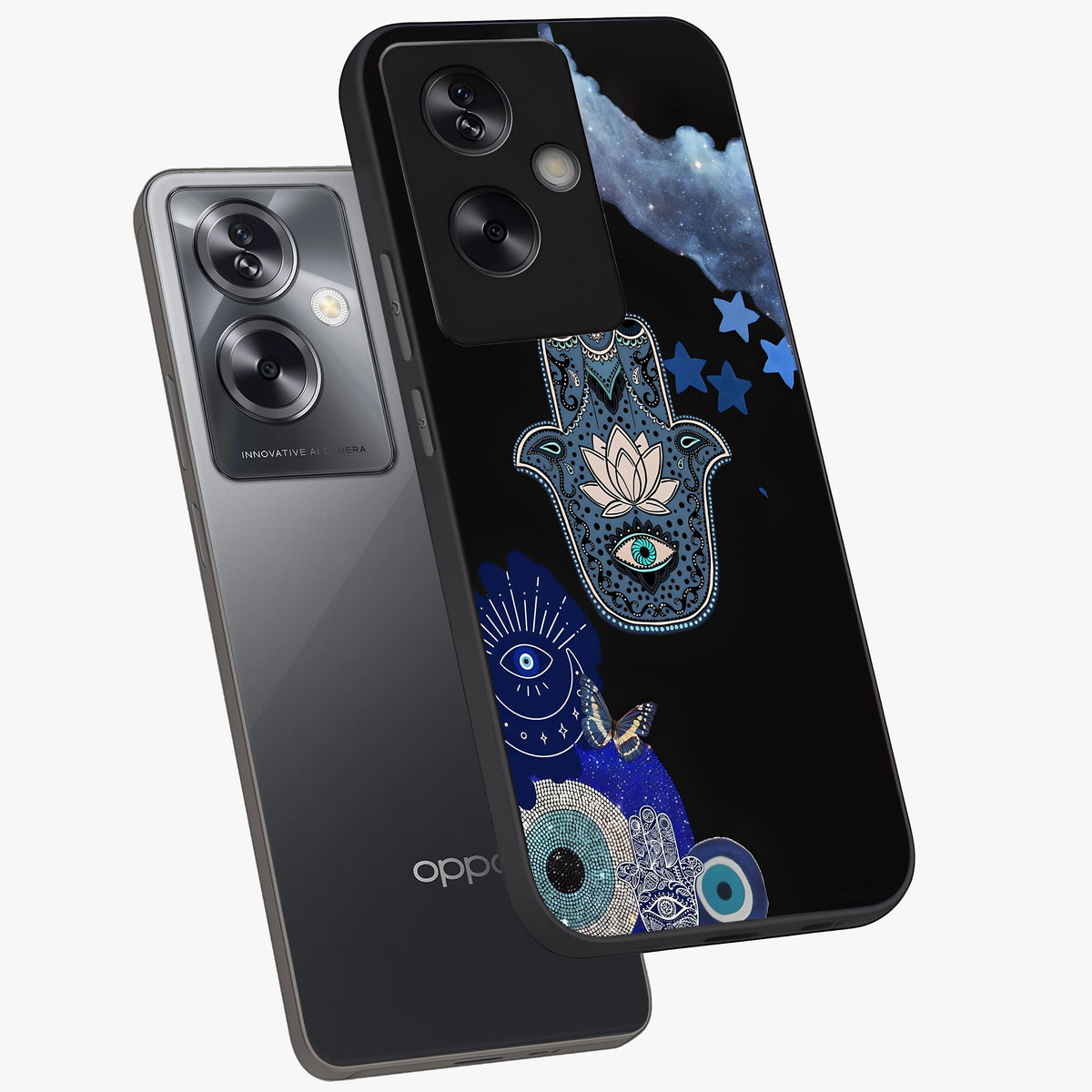 Mystic Hand Aura Glass Case displayed in angled mockup highlighting magical aura design with spiritual aesthetic style.
