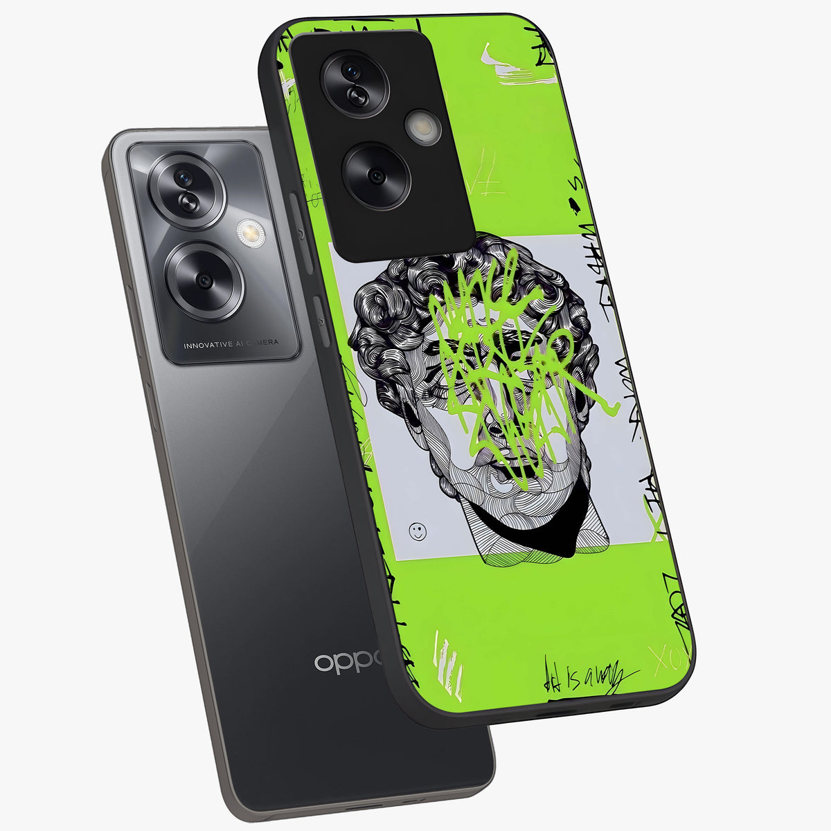 Neo Graffiti Rebellion Glass Case displayed in angled mockup highlighting urban street art design with rebellious aesthetic.