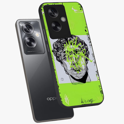 Neo Graffiti Rebellion Glass Case displayed in angled mockup highlighting urban street art design with rebellious aesthetic.