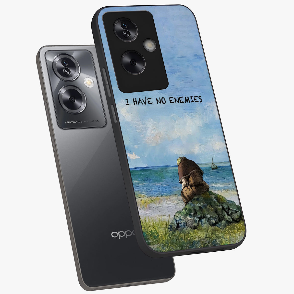 Peace Beyond War Glass Case displayed in angled mockup highlighting meaningful message design with artistic aesthetic style.