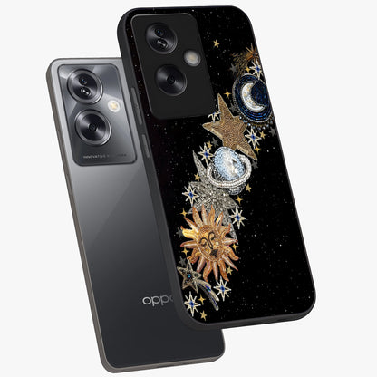 Pearls Universe Object Glass Case displayed in angled mockup highlighting celestial pearl design with dreamy aesthetic.