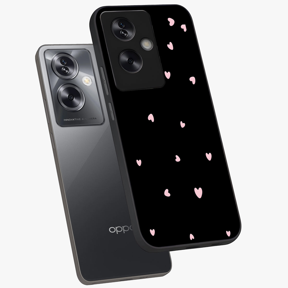 Pink Love Drops Glass Case displayed in angled mockup highlighting cute love drop design with vibrant pink aesthetic.