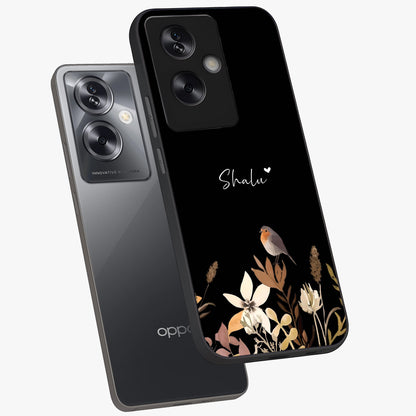 Quiet Garden Tune Custom Name Glass Case displayed in angled mockup highlighting delicate floral garden design with custom name feature.