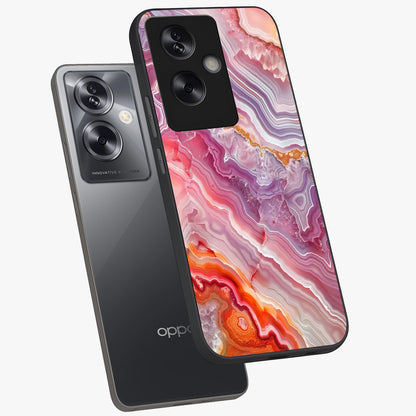 Rose Quartz Marble Glass Case displayed in angled mockup highlighting elegant marble pattern with soft aesthetic style.