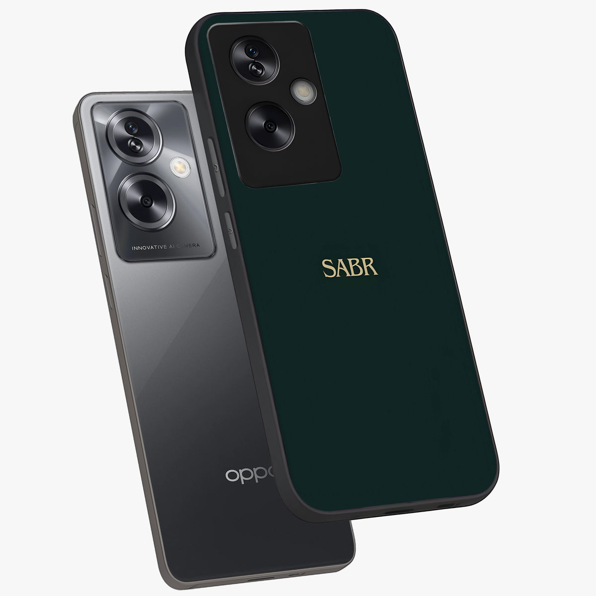 Sabr Minimal Patience Glass Case displayed in angled mockup highlighting simple inspirational design with clean aesthetic style.