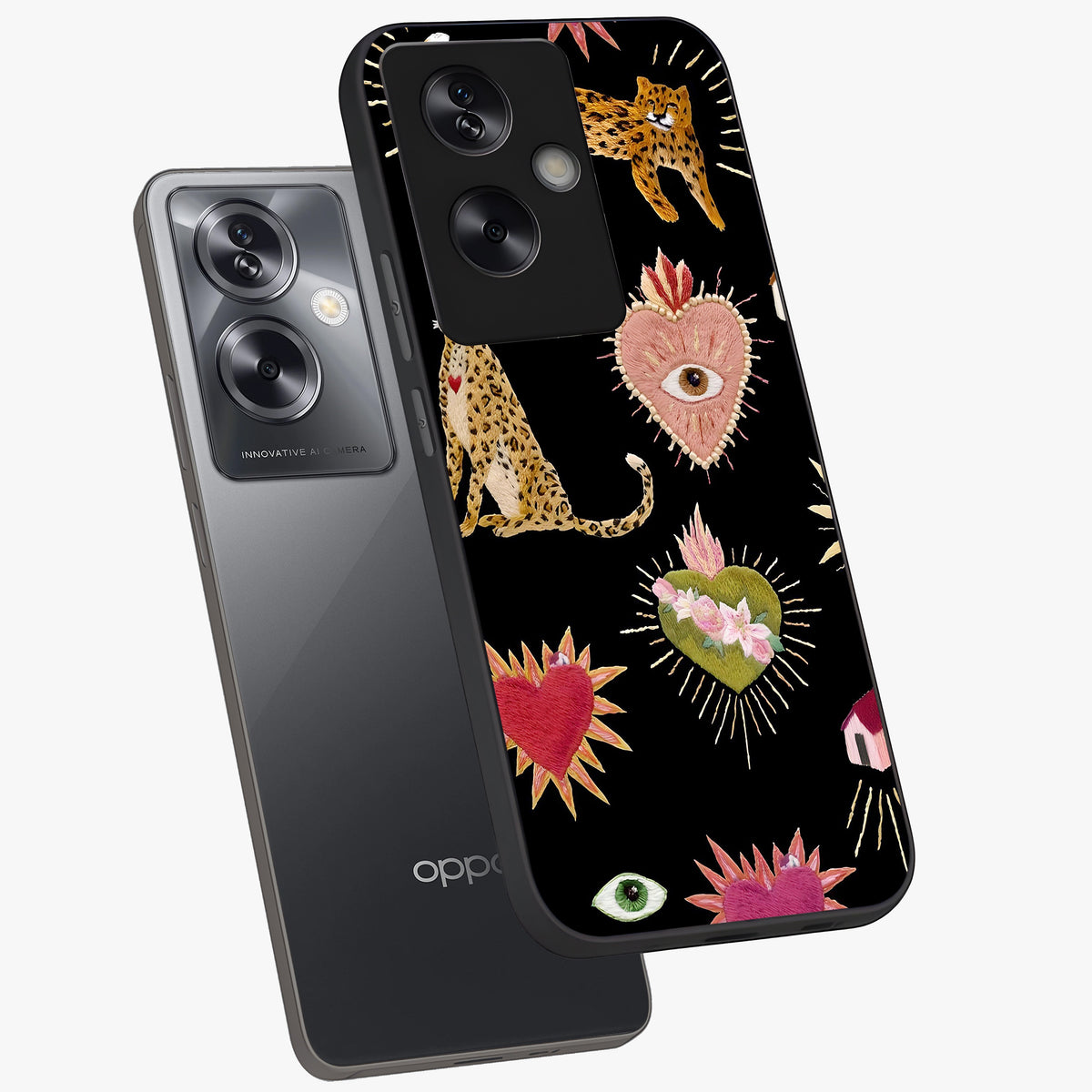 Sacred Jungle Heart Glass Case displayed in angled mockup highlighting lush tropical design with natural aesthetic style.