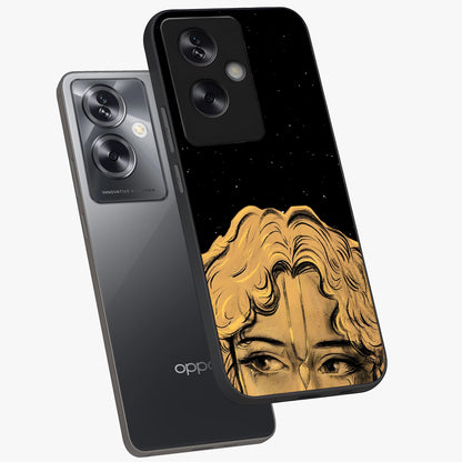 Shri Krishna Art Glass Case displayed in angled mockup highlighting spiritual Krishna illustration with divine aesthetic.