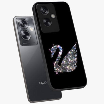 Starlit Swan Grace Glass Case displayed in angled mockup highlighting elegant swan illustration with dreamy celestial aesthetic.