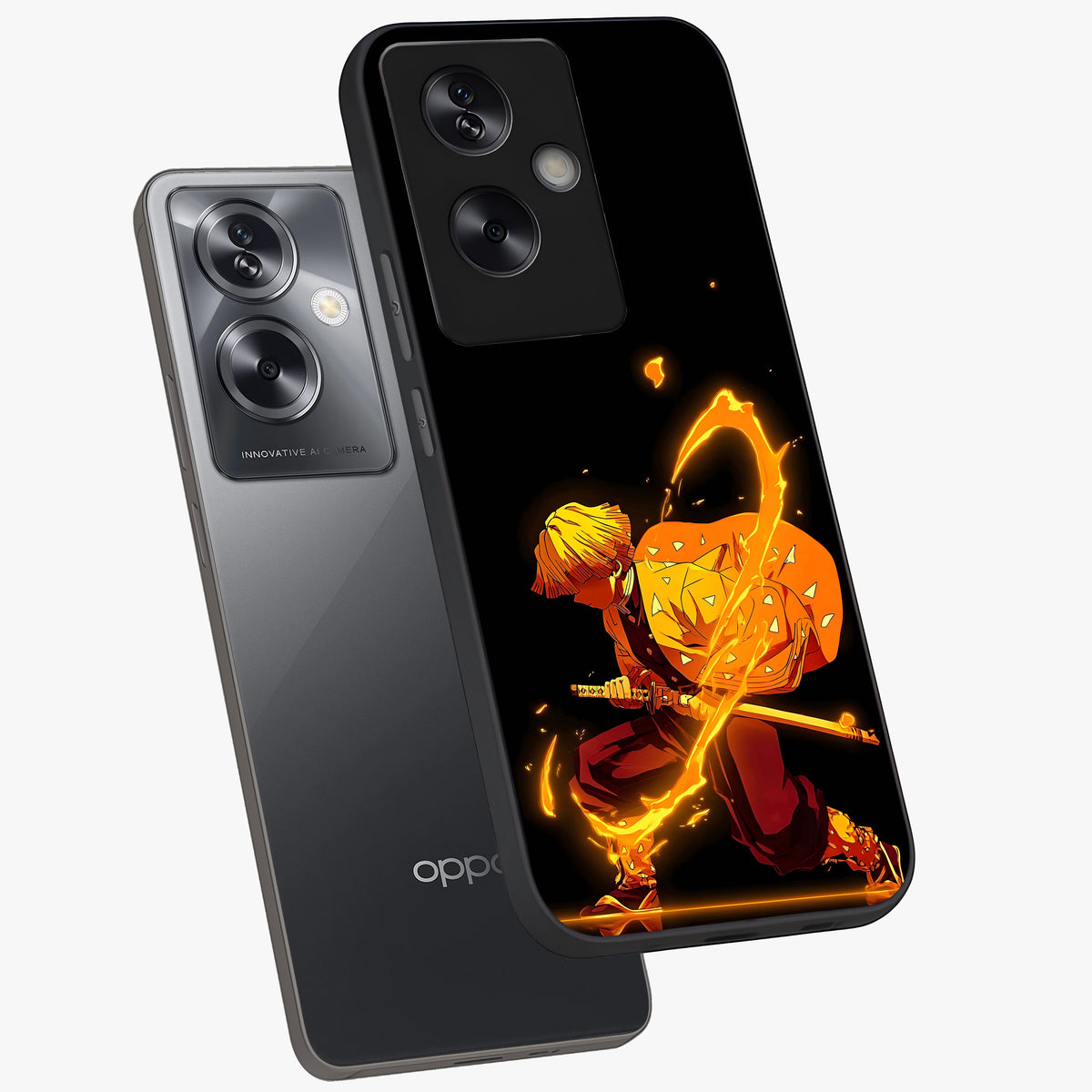 Thunder Flame Execution Glass Case displayed in angled mockup highlighting dramatic fire themed design with intense fantasy aesthetic.