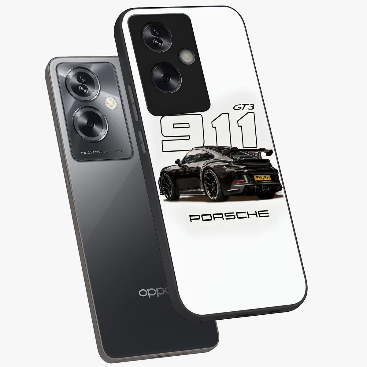Turbo Legacy Icon Glass Case displayed in angled mockup highlighting dynamic automotive design with performance aesthetic.
