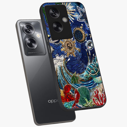 Universe Underwater Spark Glass Case displayed in angled mockup highlighting glowing aquatic design with celestial aesthetic.