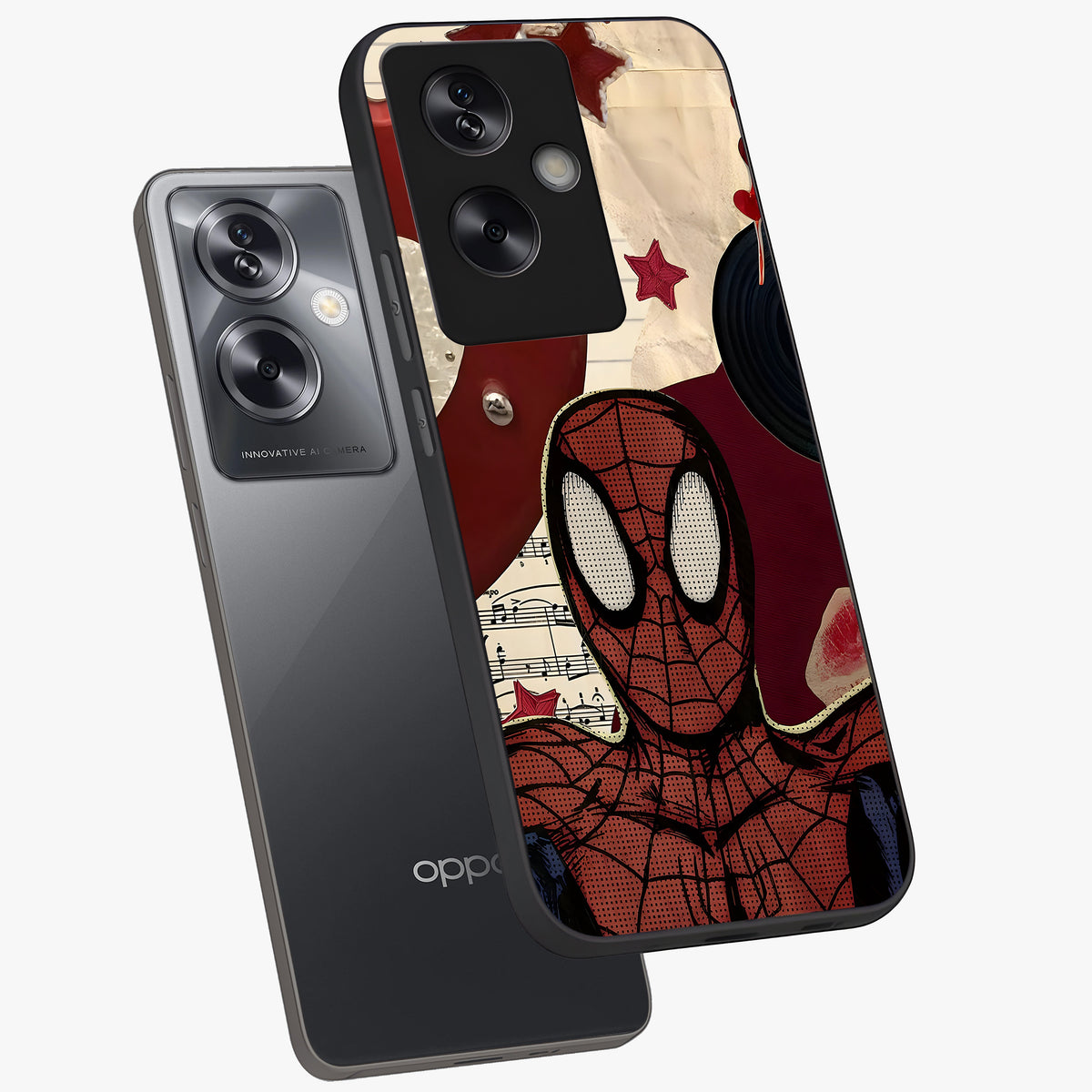 Web Warrior Vibes Glass Case displayed in angled mockup highlighting dynamic web design with comic style aesthetic.