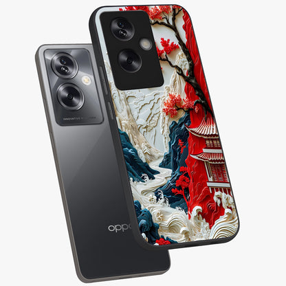 Whispers Of Sakura Waves Glass Case displayed in angled mockup highlighting flowing sakura design with soft floral aesthetic.