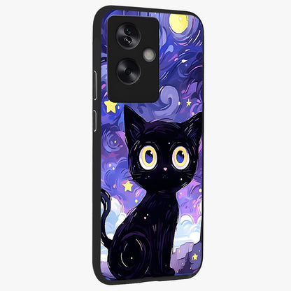 Abstract Cat Art Glass Case upright view showcasing creative feline illustration and aesthetic artistic style.
