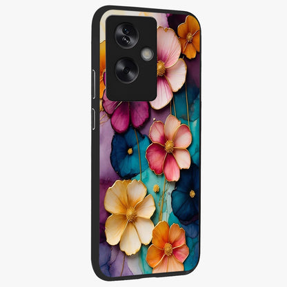 Artlyn Grace Flower Pattern Glass Case upright view showcasing graceful floral artwork with aesthetic botanical style.