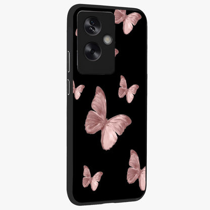 Butterfly Pattern Glass Case upright view showcasing graceful butterfly artwork with soft decorative theme.