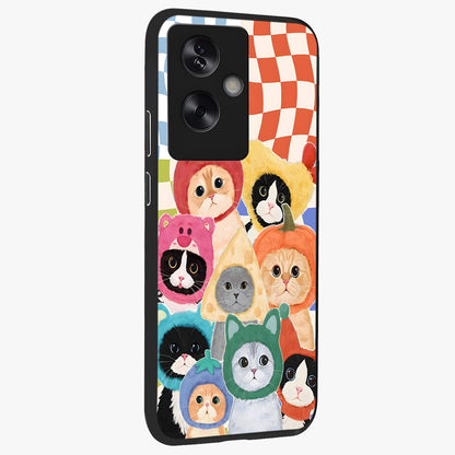 Cats in Fruits Glass Case upright view showcasing charming cat artwork with fun fruity theme.