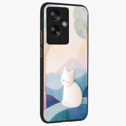Cotton Dream Cat Glass Case upright view showcasing charming cat artwork with cozy dreamy theme.